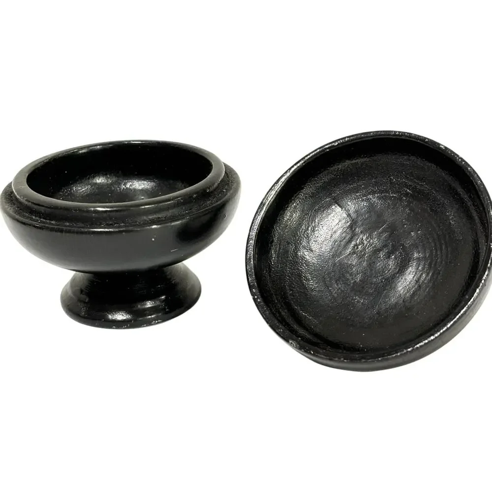 Turned Wood Wooden container dark finish miniature trinket ring collectible box